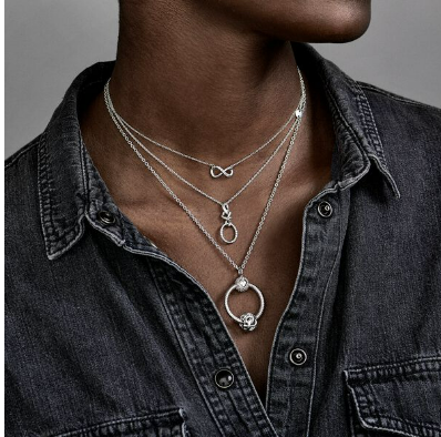 PANDORA Cubic Zirconia Silver Fashion Necklaces & Pendants for