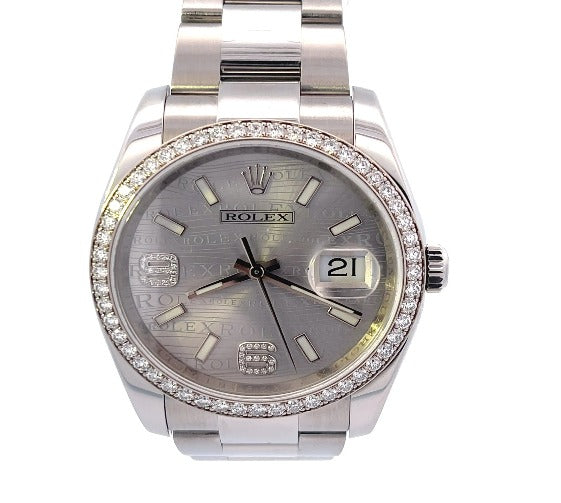 Anfesa s Certified Pre Owned Rolex Datejust 36mm Wave Diamond Dial and Bezel